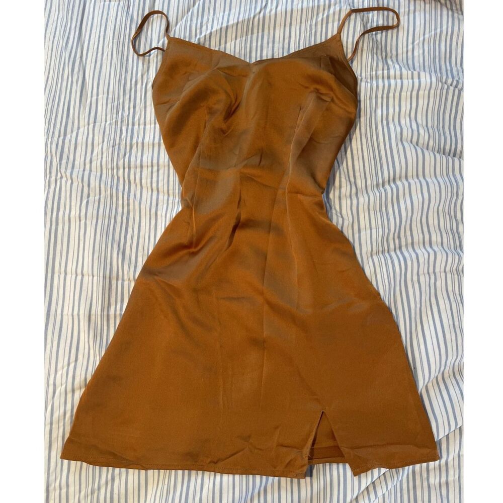 Gold Silky Abercrombie & Fitch Slip Mini Dress - XS